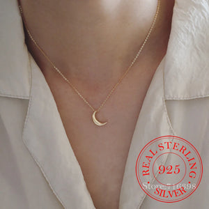 925 Silver Moon Choker Necklace 14K Plated Pendant for Women