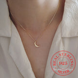925 Silver Moon Choker Necklace 14K Plated Pendant for Women