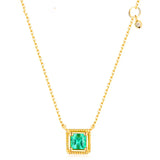 925 Silver Emerald Cubes Choker Necklace Pendant 14K Plated Wedding Jewelry Gift