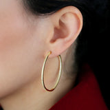 925 Silver CZ Rectangle Huggie Hoop Earrings 45mm