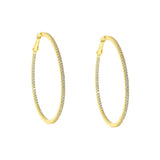 925 Silver CZ Rectangle Huggie Hoop Earrings 45mm