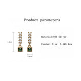 925 Silver Geometric Square Green Zircon Earrings for Women