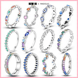 925 Silver Heart Rings with Colorful Zircon for Women