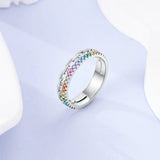 925 Silver Heart Rings with Colorful Zircon for Women