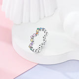 925 Silver Heart Rings with Colorful Zircon for Women