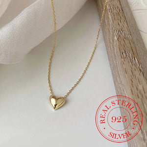 925 Silver Love Heart Choker Necklace Pendant 14K Plated