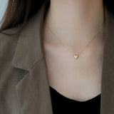 925 Silver Love Heart Choker Necklace Pendant 14K Plated