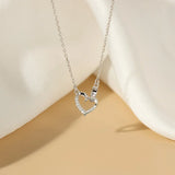 925 Silver Love Heart Choker Necklace for Women Wedding Party Jewelry Gift