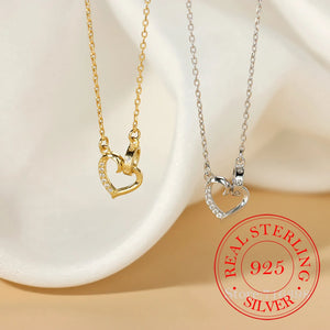 925 Silver Love Heart Choker Necklace for Women Wedding Party Jewelry Gift