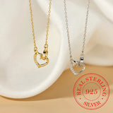 925 Silver Love Heart Choker Necklace for Women Wedding Party Jewelry Gift