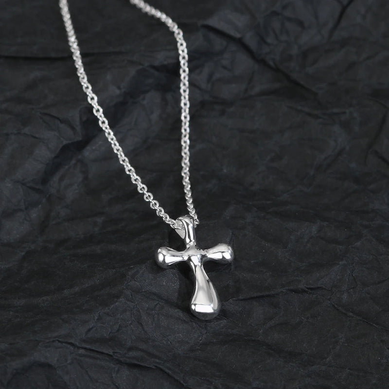 925 Sterling Silver Crown Cross Necklace Women's Party