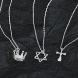 925 Sterling Silver Crown Cross Necklace Women's Party