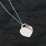 925 Silver Love Key Necklace Women's Party Accessory