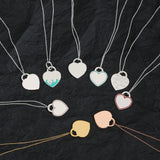 925 Silver Love Necklace Rose Heart Women's Party Jewelry