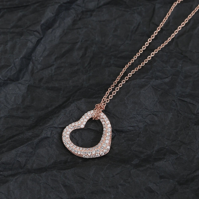 925 Sterling Silver Multi-Color Love Necklace with Diamond - Women's Party