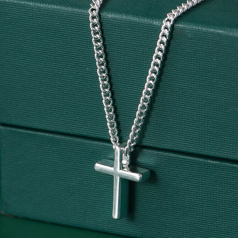 925 Sterling Silver Small Cross Pendant Necklace for Women