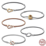 925 Silver Heart Link Clasp Bracelet for Women