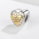 925 Silver Love You Heart Charm Beads for Bracelet