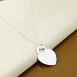 925 Sterling Silver Heart-shaped Pendant Necklace Jewelry Gift