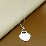 925 Sterling Silver Heart-shaped Pendant Necklace Jewelry Gift