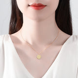 Sterling Silver Round Choker Necklace 14K Plated Pendant for Women