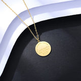 Sterling Silver Round Choker Necklace 14K Plated Pendant for Women
