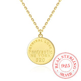 Sterling Silver Round Choker Necklace 14K Plated Pendant for Women