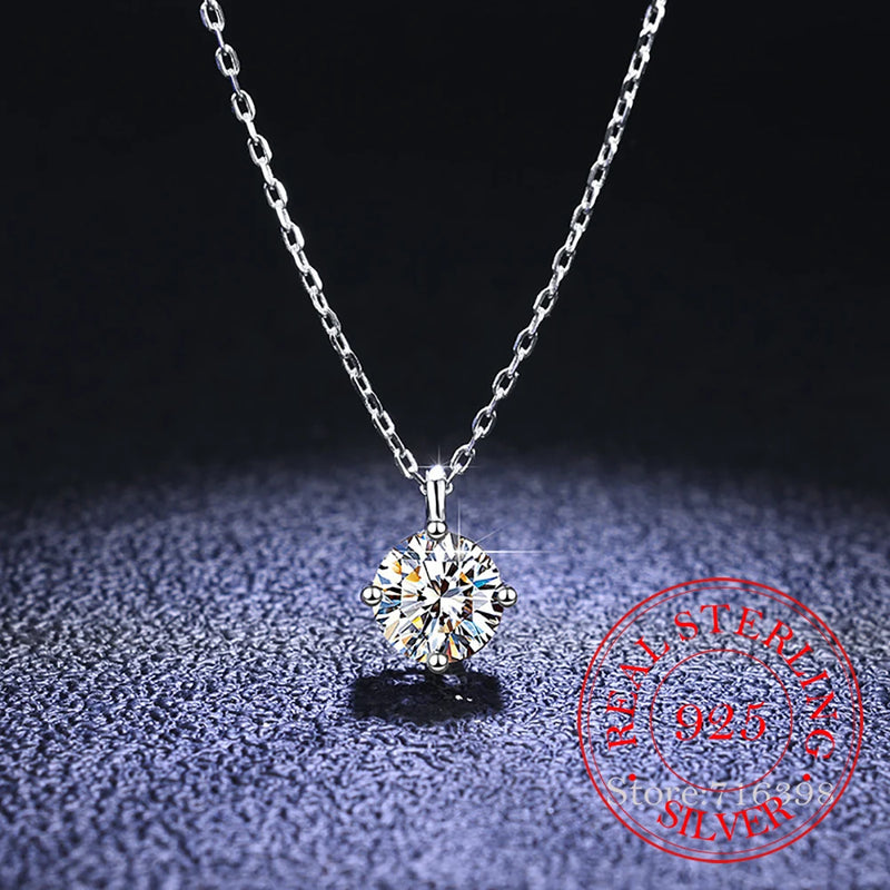 925 Silver Crystal Choker Necklace Pendant for Women Plated Necklaces Gift