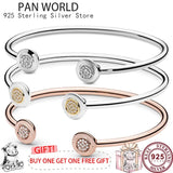 925 Sterling Silver Round Opening Letter Women's Pan Bracelet