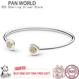 925 Sterling Silver Round Opening Letter Women's Pan Bracelet
