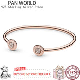 925 Sterling Silver Round Opening Letter Women's Pan Bracelet