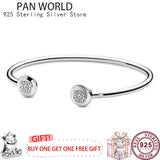925 Sterling Silver Round Opening Letter Women's Pan Bracelet