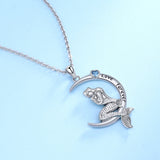 925 Sterling Silver Mermaid Moon Necklace Pendant for Girls Women