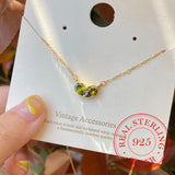 925 Silver Crystal Choker Necklace Pendant 14K Plate Wedding Jewelry