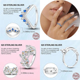 925 Silver Classic Rings Zircon Heart Flower Ring