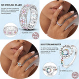925 Silver Classic Rings Zircon Heart Flower Ring