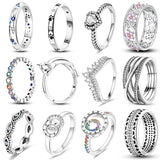 925 Silver Classic Rings Zircon Heart Flower Ring