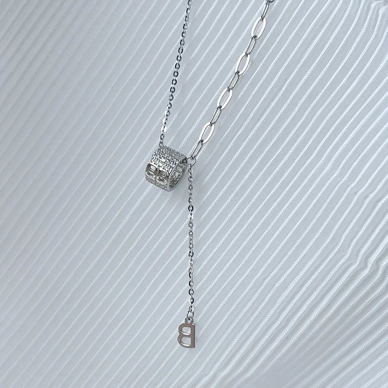 925 Silver Small Waist Letter Tassel Necklace Clavicle Chain
