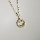 925 Silver Smile Face Choker Necklace 14K Plated Pendant for Women