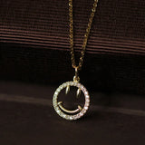 925 Silver Smile Face Choker Necklace 14K Plated Pendant for Women