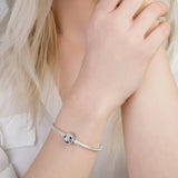 925 Silver Snake Chain Bracelet w/ Flower Clasp, Birthday Gift