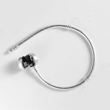 925 Silver Snake Chain Bracelet w/ Flower Clasp, Birthday Gift