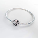 925 Silver Snake Chain Bracelet w/ Flower Clasp, Birthday Gift