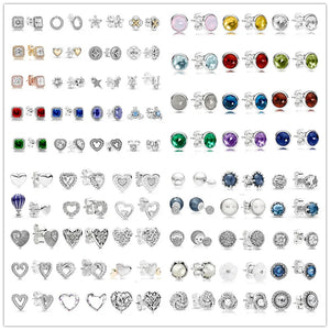 925 Silver 12 Zodiac Earrings Heart Studs for Women Men