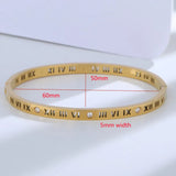 925 Silver Wedding Bangle Smooth Roman Numeral Elegant Engagement Bracelet