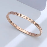 925 Silver Wedding Bangle Smooth Roman Numeral Elegant Engagement Bracelet