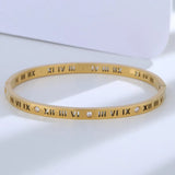 925 Silver Wedding Bangle Smooth Roman Numeral Elegant Engagement Bracelet