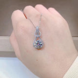 925 Silver Classic Wedding Pendant Necklace with Big Zircon