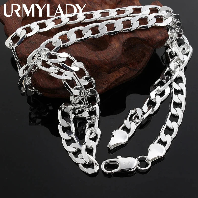 925 Sterling Silver 8mm Chain Necklace Wedding Jewelry