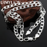 925 Sterling Silver 8mm Chain Necklace Wedding Jewelry